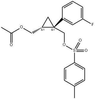 1,2-Cyclopropanedimethanol, 1-(3-fluorophenyl)-, 2-acetate 1-(4-methylbenzenesulfonate), (1S,2R)- Structure