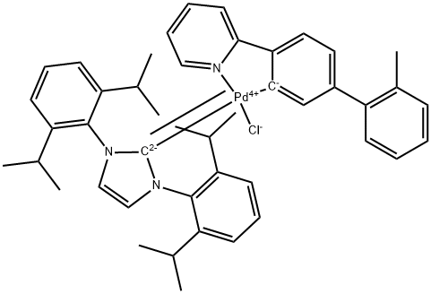 Palladium, [1,3-bis[2,6-bis(1-methylethyl)phenyl]-1,3-dihydro-2H-imidazol-2-ylidene]chloro[2'-methyl-4-(2-pyridinyl-κN)[1,1'-biphenyl]-3-yl-κC]- Structure