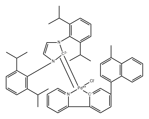 Palladium, [1,3-bis[2,6-bis(1-methylethyl)phenyl]-1,3-dihydro-2H-imidazol-2-ylidene]chloro[5-(4-methyl-1-naphthalenyl)-2-(2-pyridinyl-κN)phenyl-κC]- Structure