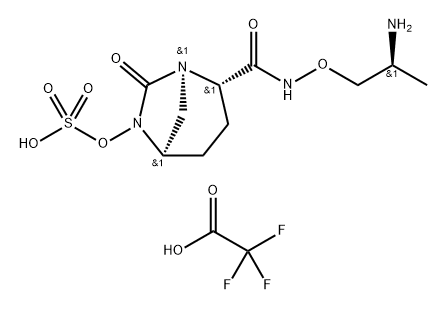 (2S,5R)-N-{[(2S)-2-aminopropyl]oxy}-7-oxo-6-(sulfoxy)-1,6-diazabicyclo[3.2.1]octane-2-carboxamide trifluoroacetic acid Structure