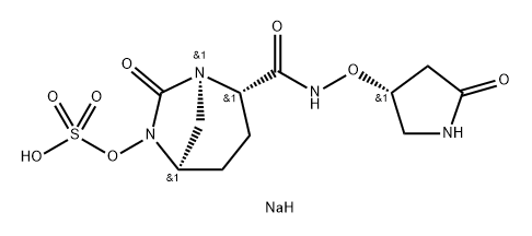 Sulfuric acid, mono[(1R,2S,5R)-7-oxo-2-[[[[(3R)
-5-oxo-3-pyrrolidinyl]oxy]amino]carbonyl]-1,
6-diazabicyclo[3.2.1]oct-6-yl] ester, sodium
salt (1:1) Structure