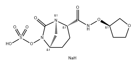 Sulfuric acid, mono[(1R,2S,5R)-7-oxo-2-[[[[(3R) -tetrahydro-3-furanyl]oxy]amino]carbonyl]-1, 6-diazabicyclo[3.2.1]oct-6-yl] ester, sodium salt (1:1) Structure