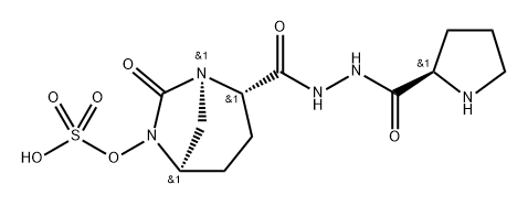 sulfuric acid mono[2-(N'-[(R)-pyrrolidin-2-ylcarbonyl]hydrazinocarbonyl)-7-oxo-1,6-diazabicyclo[3.2.1]oct-6-yl] ester Structure