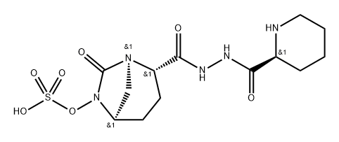 sulfuric acid mono[2-(N'-((S)-piperidin-2-ylcarbonyl)hydrazinocarbonyl)-7-oxo-1,6-diazabicyclo[3.2.1]oct-6-yl] ester Structure