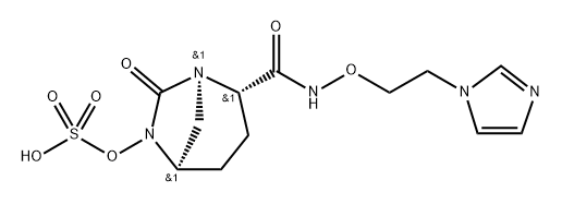 (2S,5R)-N-[2-(1H-imidazol-1-yl)ethoxy]-7-oxo-6-(sulfooxy)-1,6-diazabicyclo[3.2.1]octane-2-carboxamide Structure