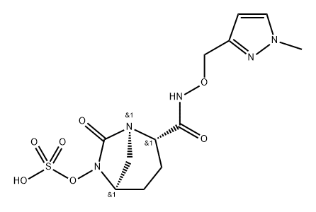 (1R,2S,5R)-2-[[[(1-Methyl-1H-pyrazol-3-yl) methoxy]amino]carbonyl]-7-oxo-1,6-diazab icyclo[3.2.1]oct-6-yl hydrogen sulfate Structure