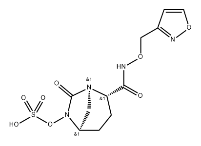 (1R,2S,5R)-2-[[(3-Isoxazolylmethoxy)amino] carbonyl]-7-oxo-1,6-diazabicyclo[3.2.1]oct-6- yl hydrogen sulfate Structure