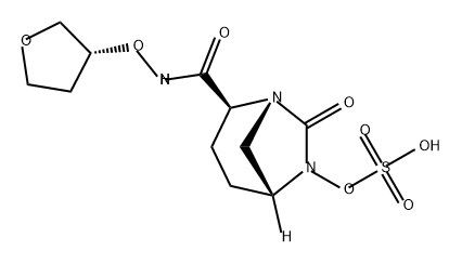 (1R,2S,5R)-7-oxo-2-((((R)-tetrahydrofuran-3-yl)oxy)carbamoyl)-1,6-diazabicyclo[3.2.1]octan-6-yl hydrogen sulfate Structure