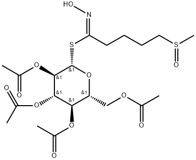 β-D-Glucopyranose, 1-thio-, 2,3,4,6-tetraacetate 1-[(1Z)-N-hydroxy-5-(methylsulfinyl)pentanimidate] Structure