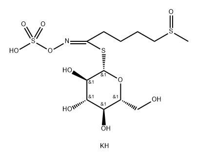 β-D-Glucopyranose, 1-thio-, 1-[(1Z)-5-(methylsulfinyl)-N-(sulfooxy)pentanimidate], potassium salt (1:1) Structure