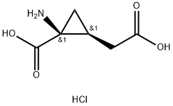 Cyclopropaneacetic acid, 2-amino-2-carboxy-, hydrochloride (1:1), (1S,2S)- Structure