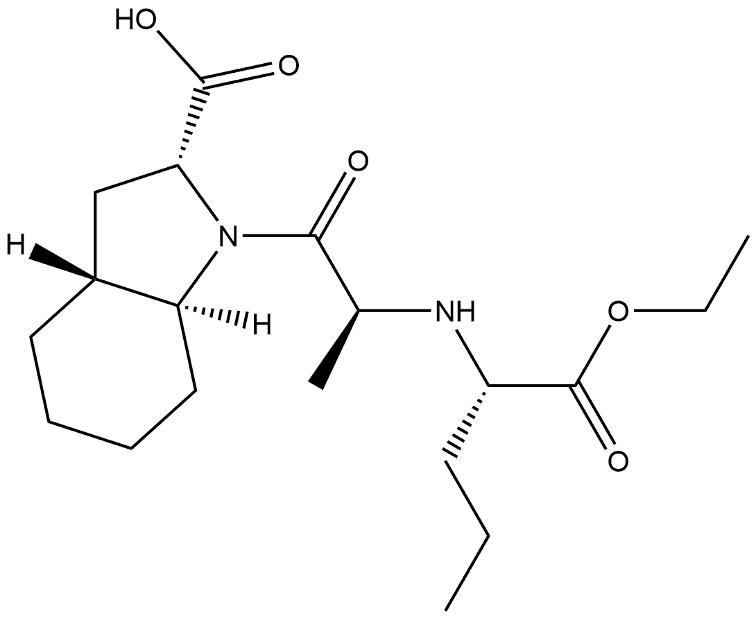 1H-Indole-2-carboxylic acid, 1-[2-[[1-(ethoxycarbonyl)butyl]amino]-1-oxopropyl]octahydro-, [2R-[1[S*(S*)],2α,3aβ,7aα]]- (9CI) Structure