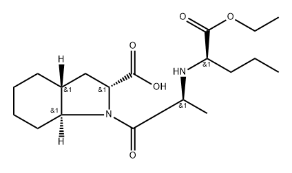 (2R,3aR,7aS)-1-(((R)-1-ethoxy-1-oxopentan-2-yl)-L-alanyl)octahydro-1H-indole-2-carboxylic acid 구조식 이미지