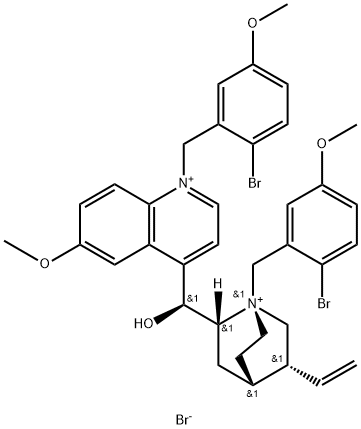 Cinchonanium, 1,1'-bis[(2-bromo-5-methoxyphenyl)methyl]-9-hydroxy-6'-methoxy-, bromide (1:2), (9S)- Structure