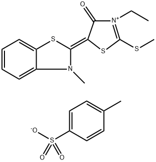 3-ethyl-4,5-dihydro-5-(3-methyl-2(3H)-benzothiazolylidene)-2-methylthioxo-4-thiazolium p-toluenesulfonate Structure