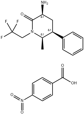 (3S,5S,6R)-6-methyl-2-oxo-5-phenyl-1-(2,2,2-trifluoroethyl)piperidine-3-aminium 4-nitrobenzoate 구조식 이미지