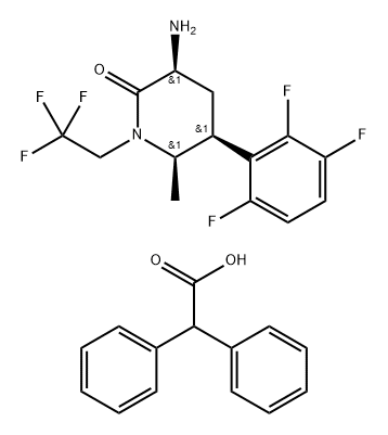 Benzeneacetic acid, α-phenyl-, compd. with (3S,5S,6R)-3-amino-6-methyl-1-(2,2,2-trifluoroethyl)-5-(2,3,6-trifluorophenyl)-2-piperidinone (1:1) 구조식 이미지