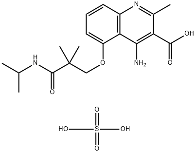 4-amino-5-(3-(isopropylamino)-2,2-dimethyl-3-oxopropoxy)-2-methylquinoline-3-carboxylic acid hemisulfate monohydrate salt Structure