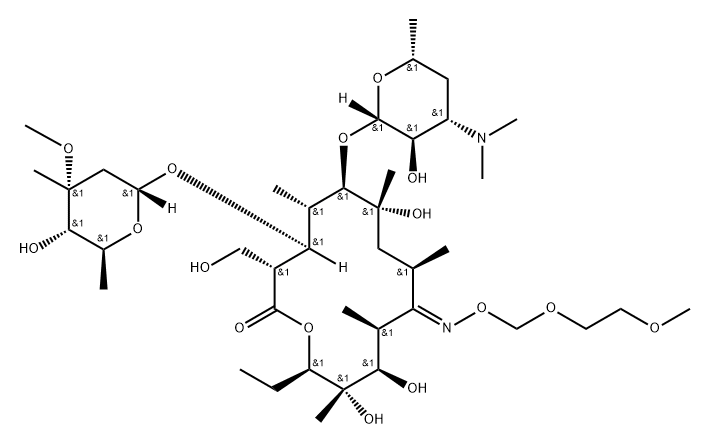 Erythromycin, 16-hydroxy-, 9-[O-[(2-methoxyethoxy)methyl]oxime], (9E)- Structure