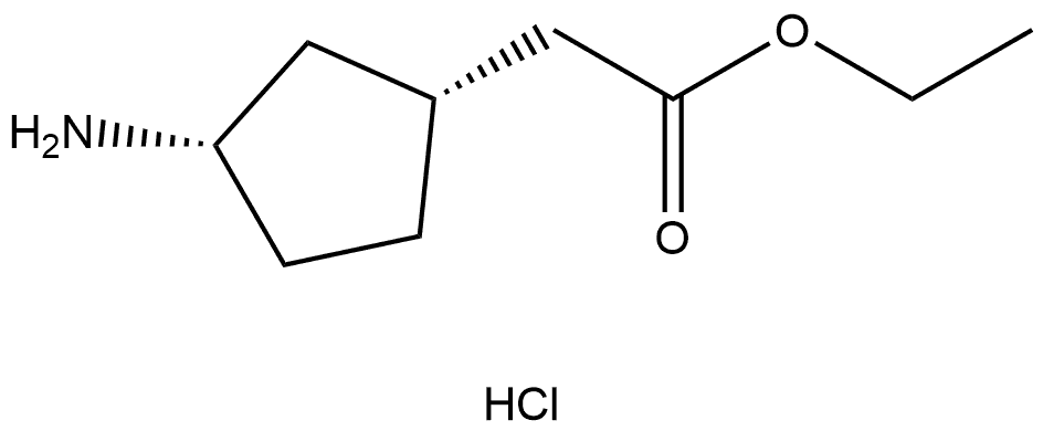 ethyl 2-((1R,3S)-3-aminocyclopentyl)acetate hydrochloride Structure