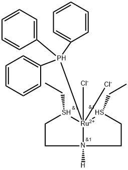 Ruthenium, dichloro[rel-2-[(R)-ethylthio-κS]-N-[2-[(S)-ethylthio-κS]ethyl]ethanamine-κN](triphenylphosphine)-, stereoisomer Structure