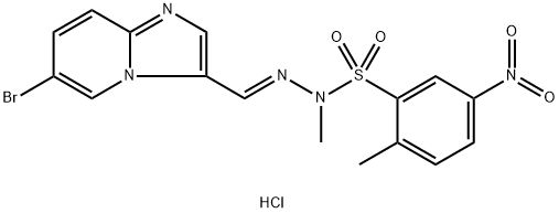 Benzenesulfonic acid, 2-methyl-5-nitro-, (2E)-2-[(6-bromoimidazo[1,2-a]pyridin-3-yl)methylene]-1-methylhydrazide, hydrochloride (1:1) Structure