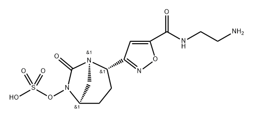 (1R,2S,5R)-2-[5-[[(2-Aminoethyl)amino] carbonyl]-3-isoxazolyl]-7-oxo-1,6-diazabicyclo [3.2.1]oct-6-yl hydrogen sulfate Structure