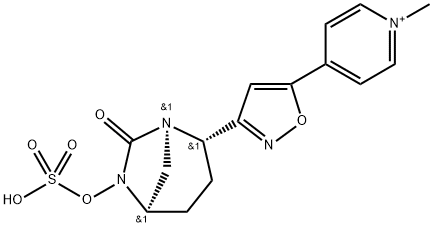 1-Methyl-4-[3-[(1R,2S,5R)-7-oxo-6-(sulfooxy)-1,6-diazabicyclo[3.2.1]oct-2-yl]-5-isoxazolyl]pyridinium Structure