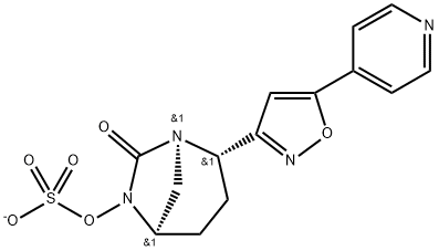 Sulfuric acid, mono[(1R,2S,5R)-7-oxo-2-[5-(4-pyridinyl)-3-isoxazolyl]-1,6-diazabicyclo[3.2.1]oct-6-yl] ester, ion(1-) Structure