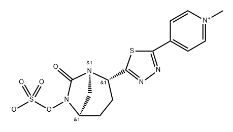 Pyridinium, 1-methyl-4-[5-[(1R,2S,5R)-7-oxo-6- (sulfooxy)-1,6-diazabicyclo[3.2.1]oct-2-yl]-1,3, 4-thiadiazol-2-yl]-, inner salt 구조식 이미지