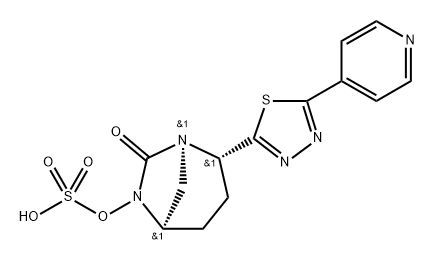 (1R,2S,5R)-7-Oxo-2-[5-(4-pyridinyl)-1,3,4-thiadi azol-2-yl]-1,6-diazabicyclo[3.2.1]oct-6-yl hydrogen sulfate Structure