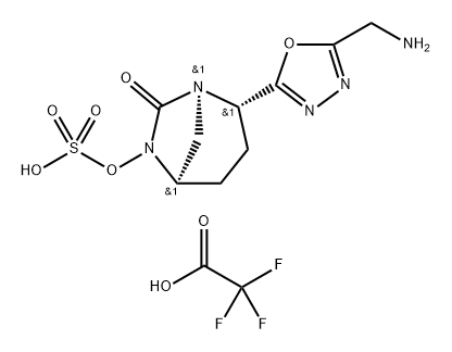 Sulfuric acid, mono[(1R,2S,5R)-2-[5-(aminom ethyl)-1,3,4-oxadiazol-2-yl]-7-oxo-1,6-diazab icyclo[3.2.1]oct-6-yl] ester, 2,2,2-trifluor oacetate (1:X) 구조식 이미지