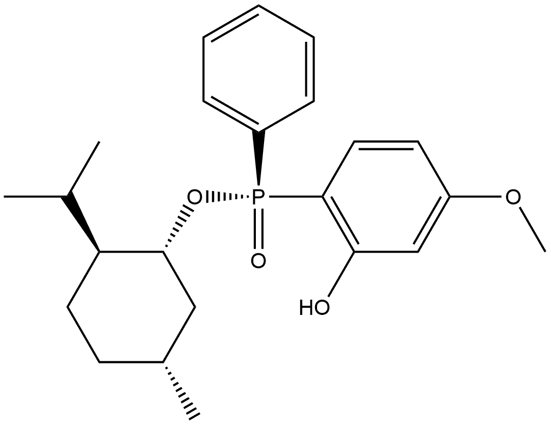 (Rp)-(-)-Menthyl phenyl-2-hydroxy-4-me thoxy-phenyl phosphinate Structure