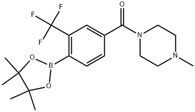 Methanone, (4-methyl-1-piperazinyl)[4-(4,4,5,5-tetramethyl-1,3,2-dioxaborolan-2-yl)-3-(trifluoromethyl)phenyl]- Structure