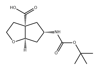(3aS,5S,6aR)-5-((tert-butoxycarbonyl)amino)hexahydro-2H-cyclopenta[b]furan-3a-carboxylic acid Structure