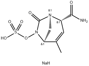 Sulfuric acid, mono[(1R,2S,5R)-2-(aminocarbonyl)-4-methyl-7-oxo-1,6-diazabicyclo[3.2.1]oct-3-en-6-yl] ester, sodium salt (1:1) Structure