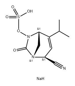 Sulfuric acid, mono[(1R,2S,5R)-2-cyano-4-(1- methylethyl)-7-oxo-1,6-diazabicyclo[3.2.1]oct3-en-6-yl] ester, sodium salt (1:1) Structure