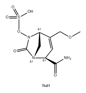 Sulfuric acid, mono[(1R,2S,5R)-2-(aminoca rbonyl)-4-(methoxymethyl)-7-oxo-1,6-diazab icyclo[3.2.1]oct-3-en-6-yl] ester, sodium salt (1:1) 구조식 이미지