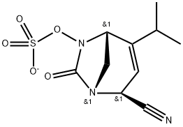 Sulfuric acid, mono[(1R,2S,5R)-2-cyano-4-(1-
methylethyl)-7-oxo-1,6-diazabicyclo[3.2.1]oct-
3-en-6-yl] ester, ion(1-) Structure