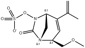 Sulfuric acid, mono[(1R,2S,5R)-2-(methoxy
methyl)-4-(1-methylethenyl)-7-oxo-1,6-diazab
icyclo[3.2.1]oct-3-en-6-yl] ester, ion(1-) Structure