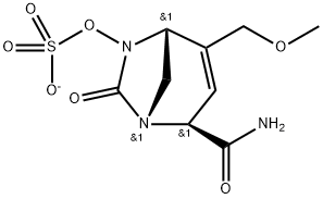 Sulfuric acid, mono[(1R,2S,5R)-2-(aminoca
rbonyl)-4-(methoxymethyl)-7-oxo-1,6-diazab
icyclo[3.2.1]oct-3-en-6-yl] ester, ion(1-) Structure