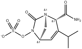 Sulfuric acid, mono[(1R,2S,5R)-2-(aminoca
rbonyl)-3-(1-methylethyl)-7-oxo-1,6-diazab
icyclo[3.2.1]oct-3-en-6-yl] ester, ion(1-) Structure