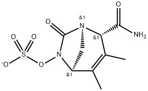 Sulfuric acid, mono[(1R,2S,5R)-2-(aminoca
rbonyl)-3,4-dimethyl-7-oxo-1,6-diazabicyclo
[3.2.1]oct-3-en-6-yl] ester, ion(1-) Structure