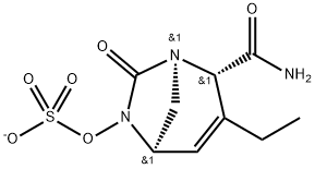 Sulfuric acid, mono[(1R,2S,5R)-2-(aminoca
rbonyl)-3-ethyl-7-oxo-1,6-diazabicyclo[3.2.1]
oct-3-en-6-yl] ester, ion(1-) Structure