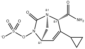 Sulfuric acid, mono[(1R,2S,5R)-2-(aminoca
rbonyl)-3-cyclopropyl-7-oxo-1,6-diazabicyclo
[3.2.1]oct-3-en-6-yl] ester, ion(1- Structure