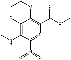 methyl8-(methylamino)-7-nitro-2,3-dihydro-[1,4]dioxino[2,3-c]pyridine-5-carboxylate Structure