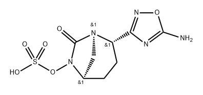 (1R,2S,5R)-2-(5-Amino-1,2,4-oxadiazol-3-yl)-7- oxo-1,6-diazabicyclo[3.2.1]oct-6-yl hydrogen sulfate Structure