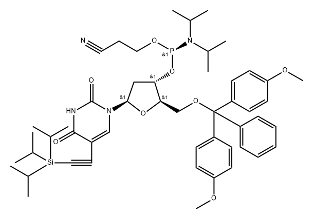 2'-Deoxy-5'-DMT-5-(triisopropyl)ethynyluridine 3-CE phosphoramidite Structure