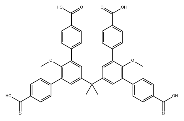5',5''''-(propane-2,2-diyl)bis(2'-methoxy-[1,1':3',1''-terphenyl]-4,4''-dicarboxylic acid) Structure
