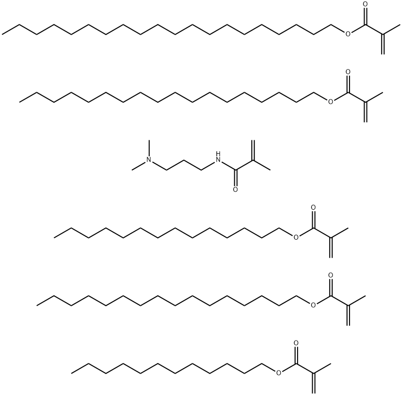 도데실 2-메틸-2-프로펜산염과 결합한  N-(3-(다이메틸아미노)프로필)-2-메틸-2-프로펜아마이드  중합체, 에이코실 2-메틸-2-프로펜산염, 헥사데실  2-메틸-2-프로펜산염, 옥타데실 2-메틸-2-프로펜산염과  테트라데실 2-메틸-2-프로펜산염 구조식 이미지